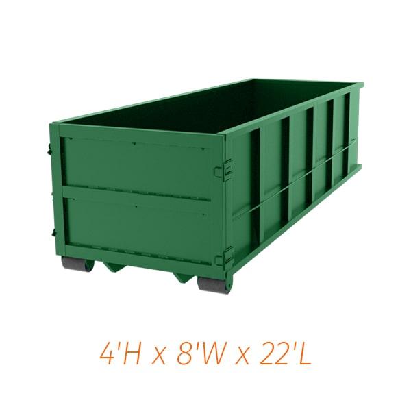 to schedule a delivery of the 20-yard dumpsters, simply contact a reputable dumpster rental company and provide your location and rental period